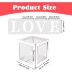Set 4 Cutii pentru Baloane, Embo, Model Scris Love, Tematica Iubire, Cuburi Decorative din Plastic, Accesorii pentru Petrecere, 30 x30 cm, Transparente Contur Alb - imagine 10