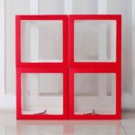 Set 4 Cutii pentru Baloane, Embo, Model Scris Love, Tematica Iubire, Cuburi Decorative din Plastic, Accesorii pentru Petrecere, 30x30 cm, Transparente Contur Rosu - imagine 6