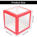 Set 4 Cutii pentru Baloane, Embo, Model Scris Love, Tematica Iubire, Cuburi Decorative din Plastic, Accesorii pentru Petrecere, 30x30 cm, Transparente Contur Rosu - imagine 7