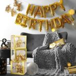 Set 4 Cutii pentru Baloane, Embo, Model Simplu, Tematica Aniversare, Cuburi Decorative din Plastic, Accesorii pentru Petrecere, 30 x30 cm, Transparente Contur Auriu - imagine 10