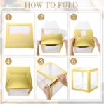 Set 4 Cutii pentru Baloane, Embo, Model Simplu, Tematica Aniversare, Cuburi Decorative din Plastic, Accesorii pentru Petrecere, 30 x30 cm, Transparente Contur Auriu - imagine 11