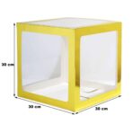 Set 4 Cutii pentru Baloane, Embo, Model Simplu, Tematica Aniversare, Cuburi Decorative din Plastic, Accesorii pentru Petrecere, 30 x30 cm, Transparente Contur Auriu - imagine 13