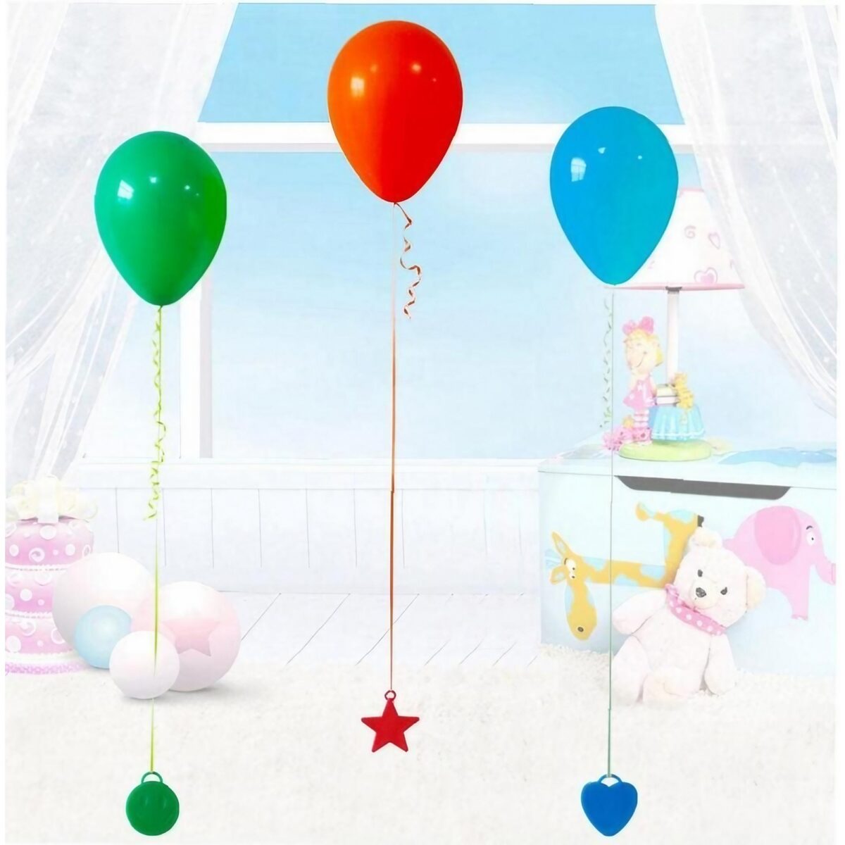 Set 4 Greutati pentru Baloanele cu Heliu, Embo, 32 grame, 8 grame Fiecare, Plastic, Forma Stelute, Multicolor - imagine 4