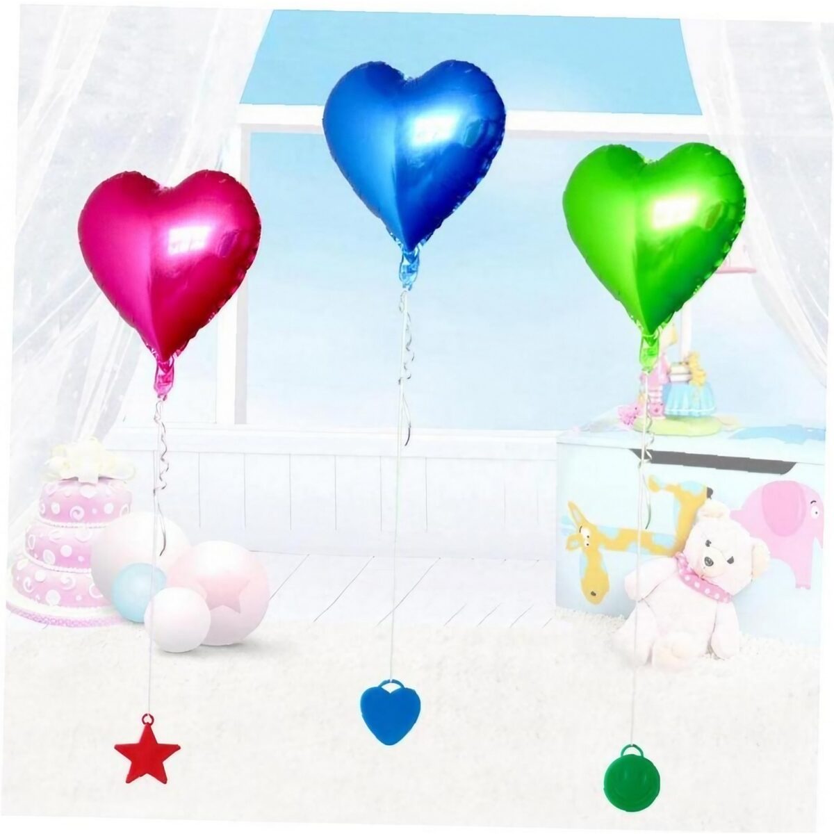 Set 4 Greutati pentru Baloanele cu Heliu, Embo, 60 grame, 15 grame fiecare, Plastic, Forma Stelute, Multicolor - imagine 8