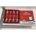 Set 4 Lingurite, Embo, Tema Craciun, din Otel Inoxidabil, 4 Modele Festive, Cutie Cadou, 14 x 14 x 2.5 cm, Argintiu - imagine 10