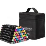 Set 40 Markere, Embo, pe Baza de Ulei, Dublu Capat, Subtire 1mm si Gros 6 mm, Geanta Depozitare, 15 cm, Multicolor