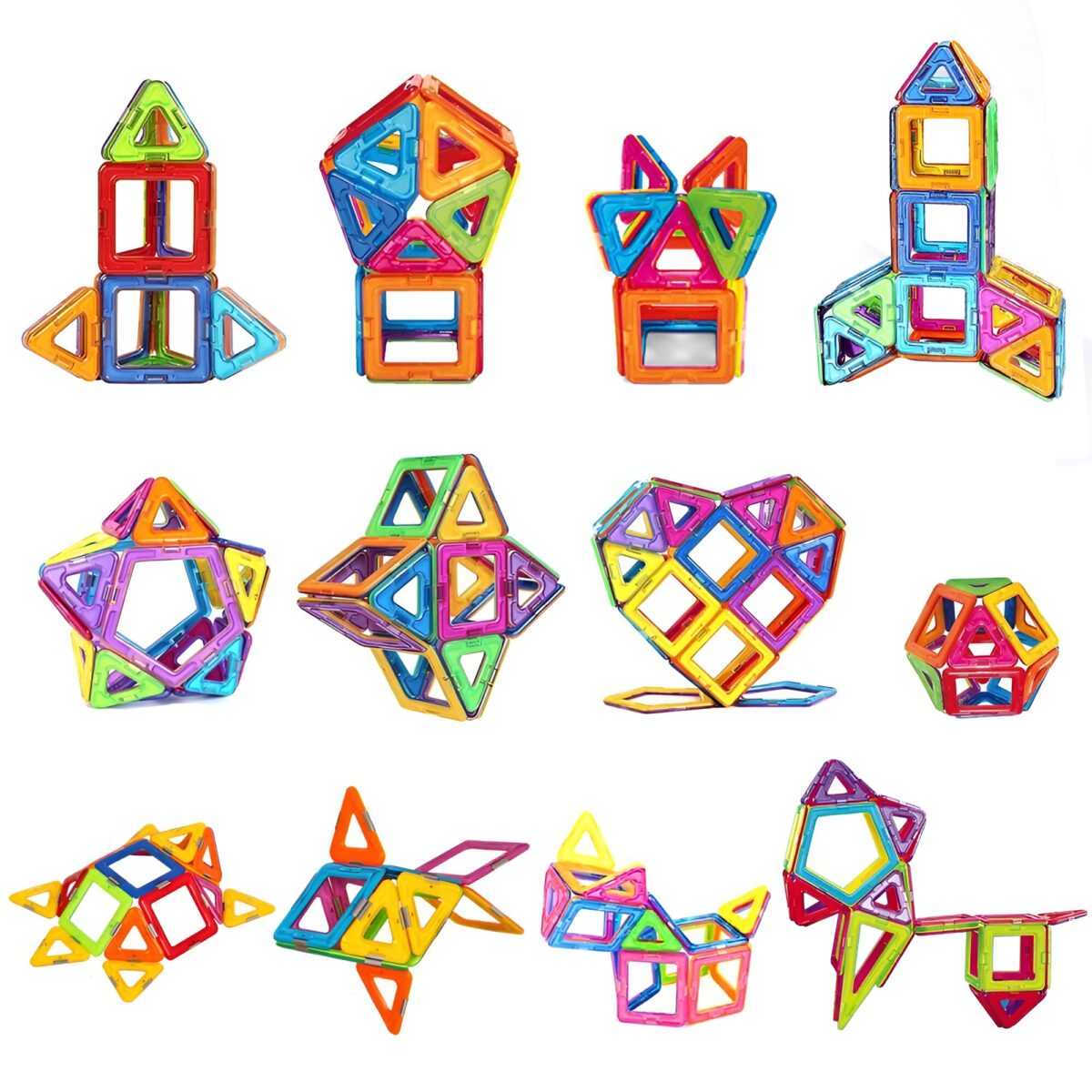 Set 40 Piese Magnetice de Constructie, Embo, Piese Mici, Magnetic Blocks, Forme Geometrice, 3 Ani, ABS, Magnet, 20.5 x 14.5 x 12 cm, Multicolor - imagine 4
