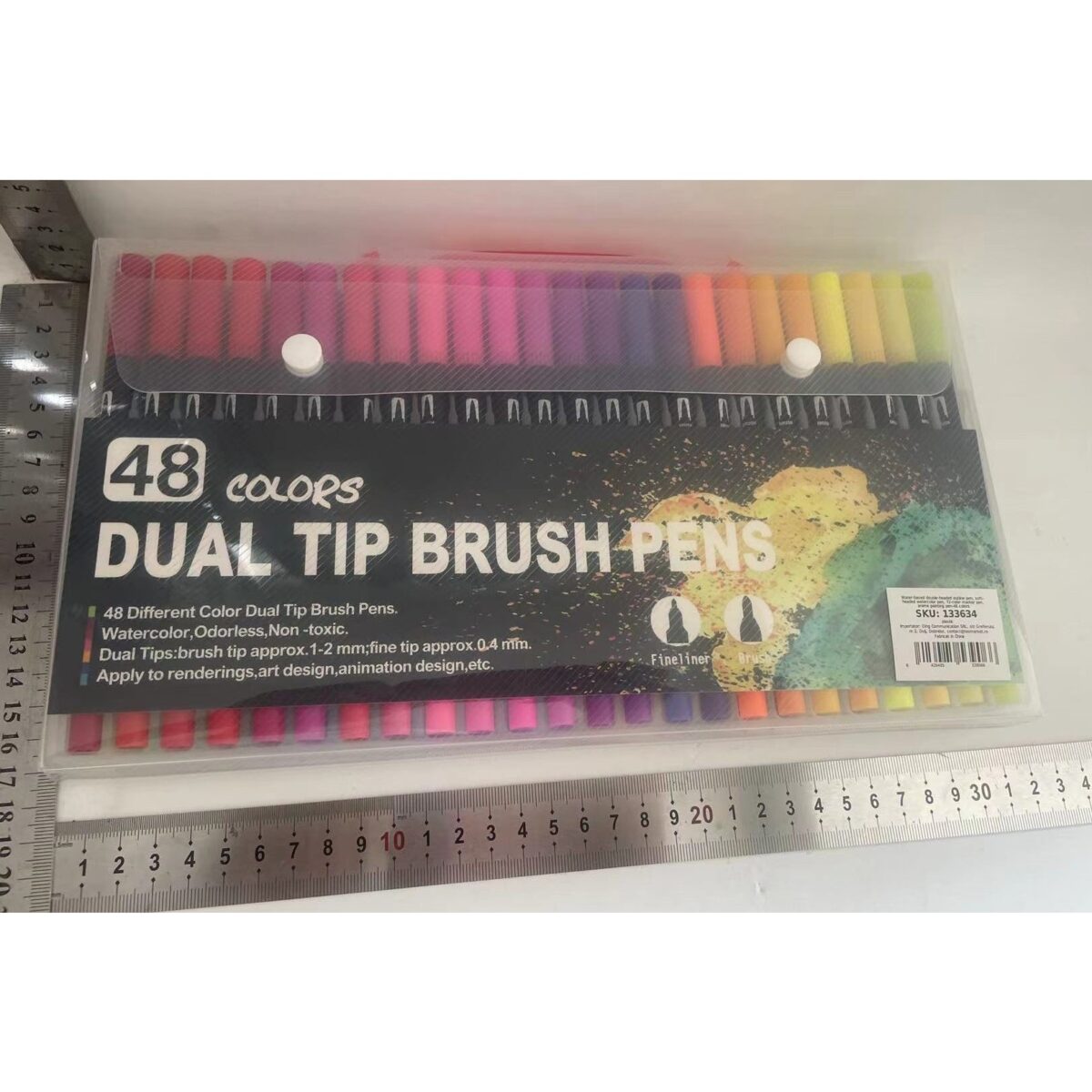 Set 48 Carioci, Embo, pe Baza de Apa, 2 Tipuri de Varf, 1-2 mm, 0.4 mm, Corp Carioca Negru, din Plastic, Multicolor - imagine 6