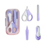 Set 4in1 de Ingrijire Unghii pentru Bebelusi, Embo, Cutie de Depozitare Texturata, 0-6 Ani, 13.6x8x2 cm, Mov