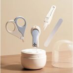 Set 4in1 de Ingrijire Unghii pentru Bebelusi, Embo, Cutie de Depozitare Tip Borcan, 0-6 Ani, 10 x 7 x 6 cm, Alb/Gri - imagine 5