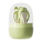 Set 4in1 de Ingrijire Unghii pentru Bebelusi, Embo, Cutie de Depozitare Tip Borcan, 0-6 Ani, 10 x 7 x 6 cm, Verde