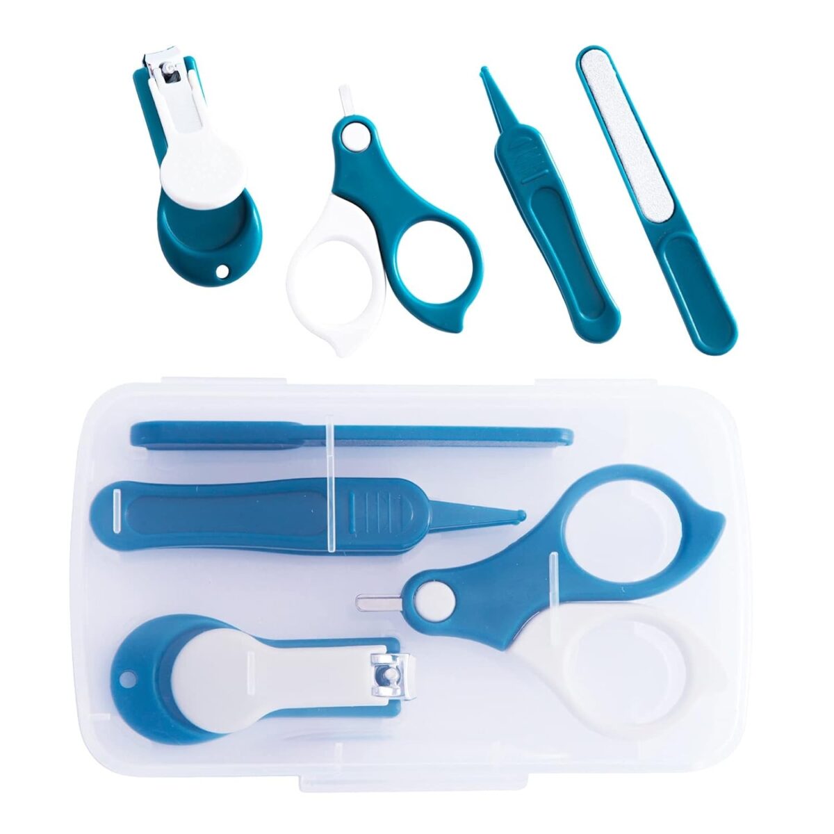 Set 4in1 de Ingrijire Unghii pentru Bebelusi, Embo, Cutie de Depozitare Transparenta, 0-6 Ani, 13.6x8x2 cm, Albastru Marin - imagine 2