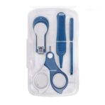Set 4in1 de Ingrijire Unghii pentru Bebelusi, Embo, Cutie de Depozitare Transparenta, 0-6 Ani, 13.6x8x2 cm, Albastru Marin