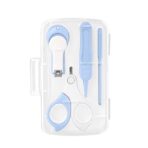 Set 4in1 de Ingrijire Unghii pentru Bebelusi, Embo, Cutie de Depozitare Transparenta, 0-6 Ani, 13.6x8x2 cm, Albastru Deschis