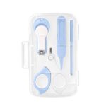 Set 4in1 de Ingrijire Unghii pentru Bebelusi, Embo, Cutie de Depozitare Transparenta, 0-6 Ani, 13.6x8x2 cm, Albastru Deschis