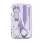 Set 4in1 de Ingrijire Unghii pentru Bebelusi, Embo, Cutie de Depozitare Transparenta, 0-6 Ani, 13.6x8x2 cm, Mov