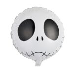 Set 5 Baloane din Folie Metalizata, Embo, Figurine, Tema Halloween, Pai Inclus, Ambalaj Individual, Umflare cu Aer sau Heliu, Figurina Craniu 50.5x74 cm, Stelute si Cerculete 45 cm, Alb-Negru - imagine 3