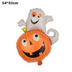 Set 5 Baloane din Folie Metalizata, Embo, Figurine, Tema Halloween, Pai Inclus, Ambalaj Individual, Umflare cu Aer sau Heliu, Figurina Dovleac cu Fantoma 64x80 cm, Stelute si Cerculete 45 cm, Multicolor - imagine 7