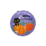 Set 5 Baloane din Folie Metalizata, Embo, Figurine, Tema Halloween, Pai Inclus, Ambalaj Individual, Umflare cu Aer sau Heliu, Figurina Dovleac si Pisica 84x69 cm, Stelute si Cerculete 45 cm, Multicolor - imagine 7