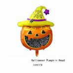 Set 5 Baloane din Folie Metalizata, Embo, Figurine, Tema Halloween, Pai Inclus, Ambalaj Individual, Umflare cu Aer sau Heliu, Figurina Dovleac 54x87 cm, Stelute si Cerculete 45 cm, Multicolor - imagine 2