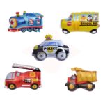 Set 5 Baloane Folie Metalizata, Embo, Figurine Masini, 30 cm, Ambalaj Individual, Pai inclus, Umflare cu Aer sau Heliu, Multicolor