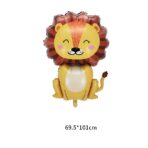 Set 5 Baloane din Folie Metalizata, Embo, Figurine, Tema Aniversare Jungla, Pai Inclus, Ambalaj Individual, Umflare cu Aer sau Heliu, Figurina Leu 69.5x101 cm, Stelute si Cerculete 45 cm, Multicolor - imagine 2