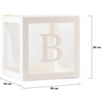 Set 5 Cutii pentru Baloane, Embo, Model Scris Bride, Tematica Nunta, Cuburi Decorative din Plastic, Accesorii pentru Petrecere, 30 x30 cm, Transparente Contur Alb - imagine 2