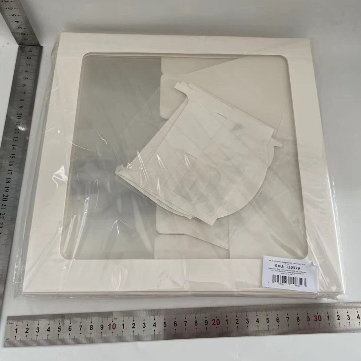 Set 5 Cutii pentru Baloane, Embo, Model Scris Bride, Tematica Nunta, Cuburi Decorative din Plastic, Accesorii pentru Petrecere, 30 x30 cm, Transparente Contur Alb - imagine 7