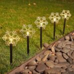 Set 5 Lampi LED cu baterii, de exterior Model Fulg de nea, pentru gradina, Embo, 35.5 cm, Alb Cald - imagine 5