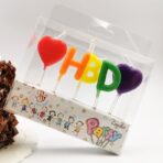 Set 5 Lumanari de Tort, Embo, Model Inimi, Litere HBD, 1.8 x 2.7 cm, din Ceara, Multicolor - imagine 6