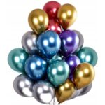 Set 50 Baloane din Latex Chrome, Embo, Model Party, 23 cm, Multicolor, 2.2 g