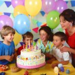 Set 50 Baloane din Latex, Embo, Model Party, Multicolor, 7x Albastru, 7x Verde, 7x Galben, 7x Mov, 7x Portocaliu, 7x Roz, 8x Rosu, 23 cm, 1.4 g - imagine 3