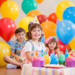 Set 50 Baloane din Latex, Embo, Model Party, Multicolor, 7x Albastru, 7x Verde, 7x Galben, 7x Mov, 7x Portocaliu, 7x Roz, 8x Rosu, 23 cm, 1.4 g - imagine 4