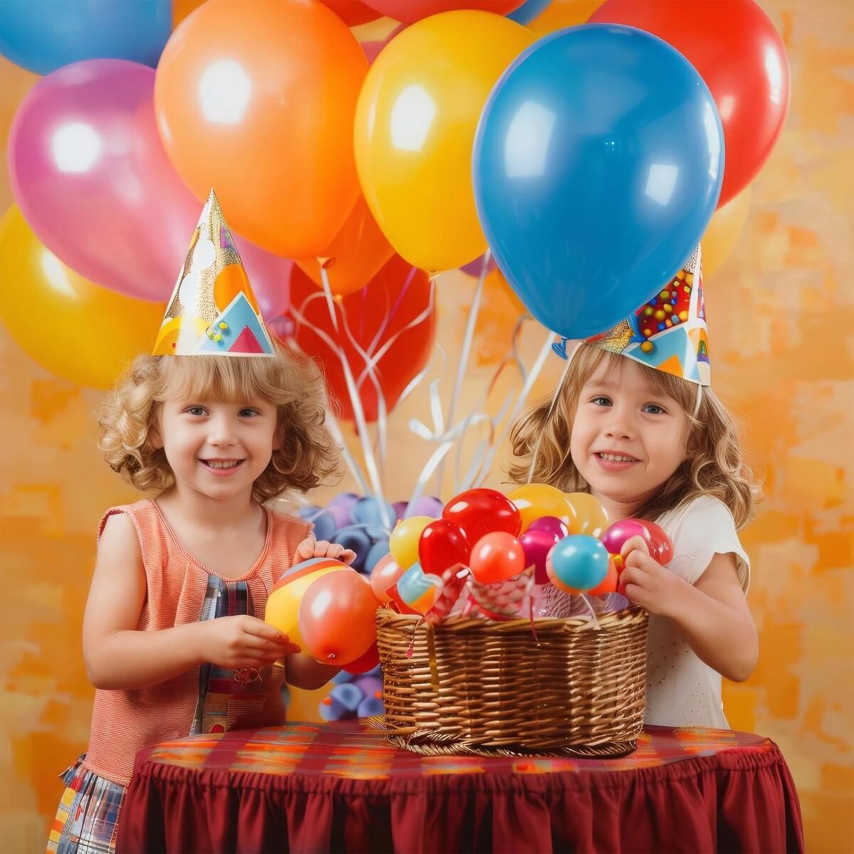 Set 50 Baloane din Latex, Embo, Model Party, Multicolor, 7x Albastru, 7x Verde, 7x Galben, 7x Mov, 7x Portocaliu, 7x Roz, 8x Rosu, 23 cm, 1.4 g - imagine 5