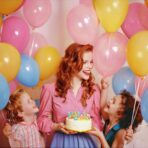 Set 50 Baloane din Latex, Embo, Model Party, Multicolor, 7x Albastru, 7x Verde, 7x Galben, 7x Mov, 7x Portocaliu, 7x Roz, 8x Rosu, 23 cm, 1.4 g - imagine 6