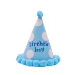 Set 6 Coifuri Birthday Boy, Embo, pentru Petrecere, Tematica Aniversare, Model cu Buline, Albastru