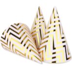 Set 6 Coifuri, Embo, Petrecere Copii, din Carton, 20 x 13.5 cm, Model 7 Valuri, Auriu - imagine 2