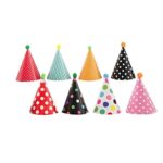 Set 6 Coifuri, Embo, Petrecere Copii, din Carton, 24 x 13.5 cm, Model cu Buline si Dungi, Multicolor