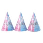 Set 6 Coifuri Gender Reveal, Embo, Girl or Boy, din Carton, 20 x 14 cm, Roz/Albastru