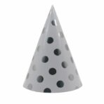 Set 6 Coifuri Metalizate, Embo, pentru Petrecere, Tematica Aniversare, Model Buline, 20 cm, Argintiu - imagine 3