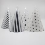 Set 6 Coifuri Metalizate, Embo, pentru Petrecere, Tematica Aniversare, Model Buline, 20 cm, Argintiu - imagine 4