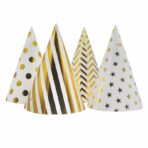 Set 6 Coifuri Metalizate, Embo, pentru Petrecere, Tematica Aniversare, Model Buline, 20 cm, Auriu - imagine 5