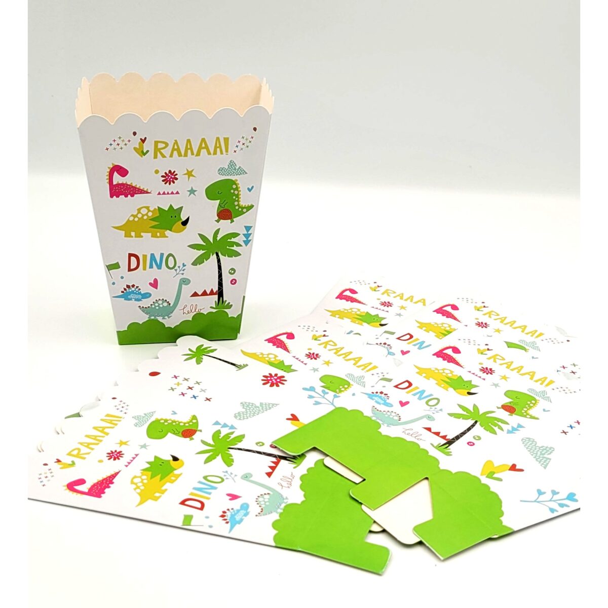 Set 6 Cutii de Popcorn, Embo, Colectia Dino Park, 9 x 13 cm, din Carton, Multicolor - imagine 4