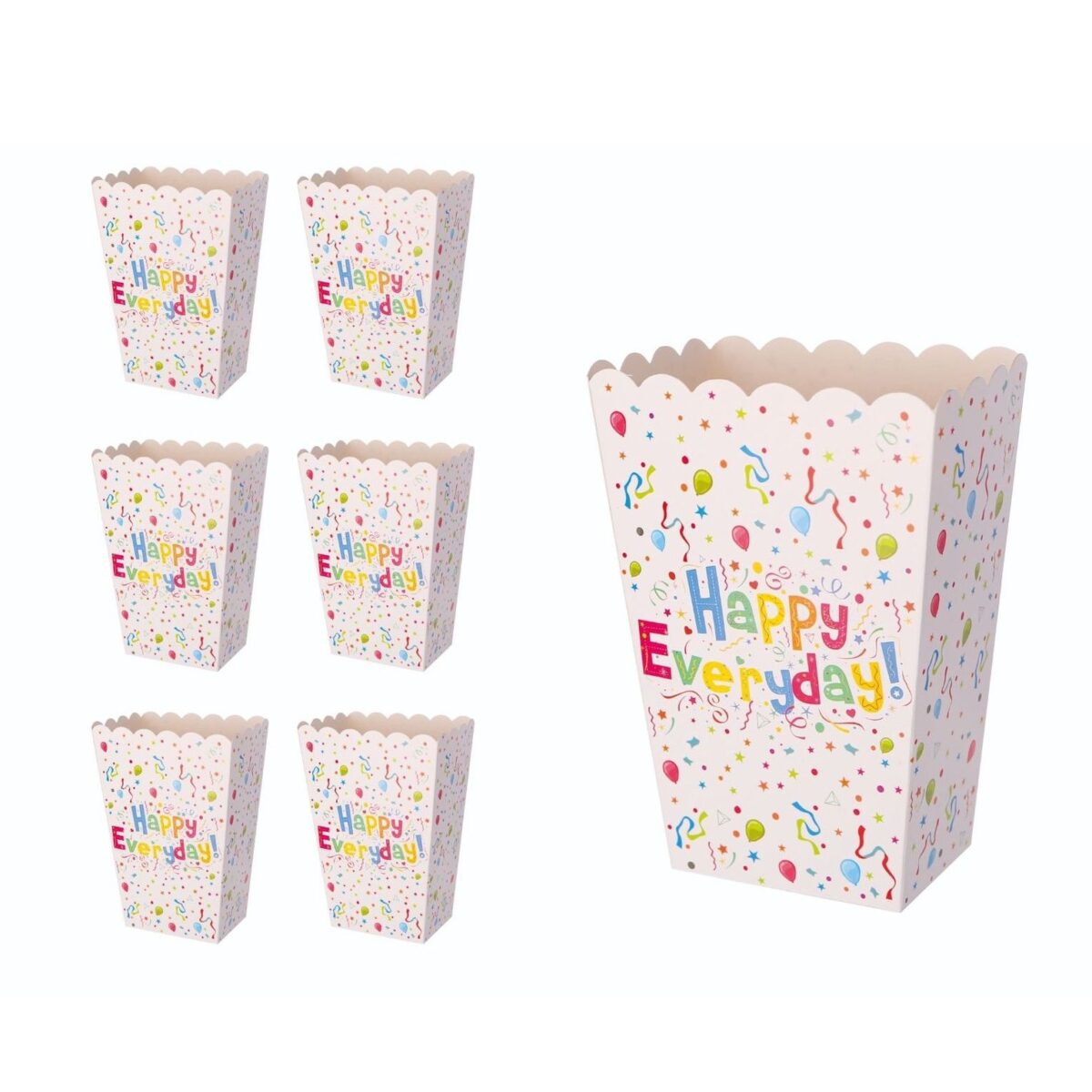 Set 6 Cutii de PopCorn, Embo, Model Happy Everyday, 17 x 15 cm, Multicolor - imagine 4