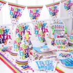 Set 6 Farfurii de Unica Folosinta, Embo, Colectia Happy Birthday, 23 cm, din Carton Laminat, Multicolor - imagine 3