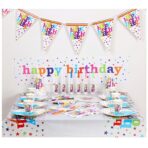 Set 6 Farfurii de Unica Folosinta, Embo, Colectia Happy Birthday, 23 cm, din Carton Laminat, Multicolor - imagine 5