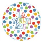Set 6 Farfurii de Unica Folosinta, Embo, Colectia, LA MULTI ANI, 23 cm, din Carton Laminat, Multicolor