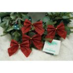 Set 6 fundite pentru brad, Rosii, clasice, cu sclipici, 8 x 9 cm, din poliester, Embo - imagine 3