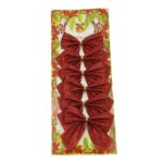 Set 6 fundite pentru brad, Rosii, clasice, cu sclipici, 8 x 9 cm, din poliester, Embo