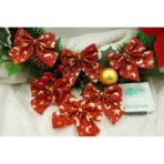 Set 6 fundite pentru brad, Rosii, cu stelute , 8 x 8 cm, din poliester, Embo - imagine 3